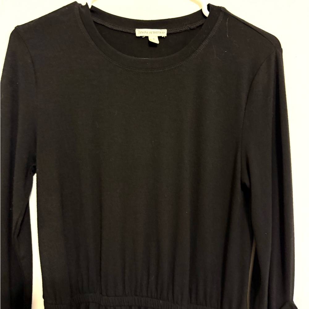 2/$30 Zenana Outfitters Black Long Roll Tab Sleeve Dress w/ Pockets – Size S - Picture 3 of 9
